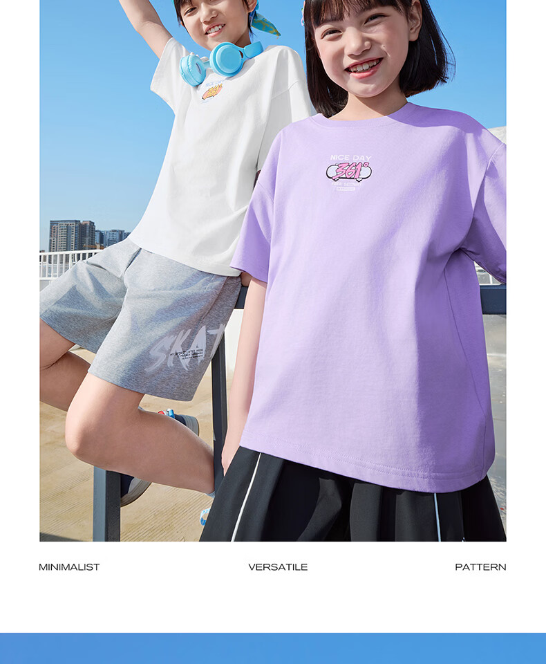 361° Kids Short Sleeve 2026 Summer Boys and Girls Breathable Pure Cotton Skin-Friendly T-Shirt Blue 160 8