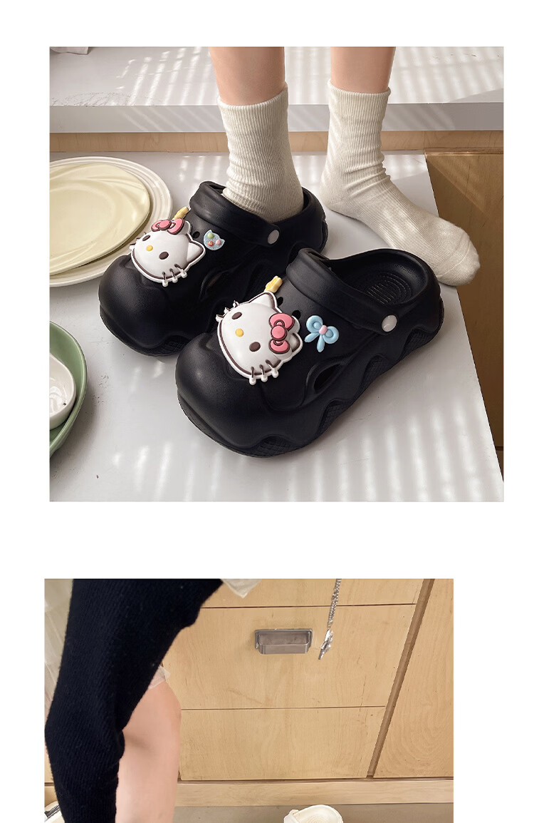 AILAIJIA Hello Kitty Thick Sole Height Increasing Cute Girls Holey Shoes White 40-41 16