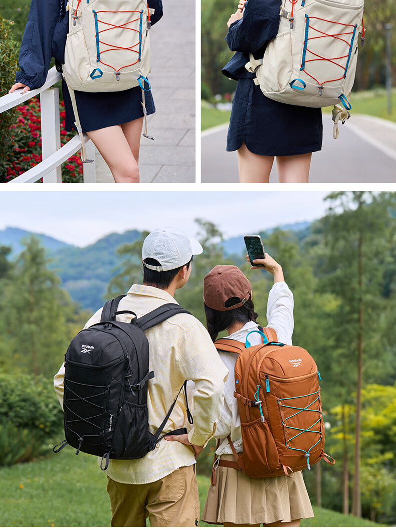 Reebok Large Capacity Hiking Backpack Women Lightweight Sports Outdoor Travel Laptop School Bag Men Caramel 40L 25