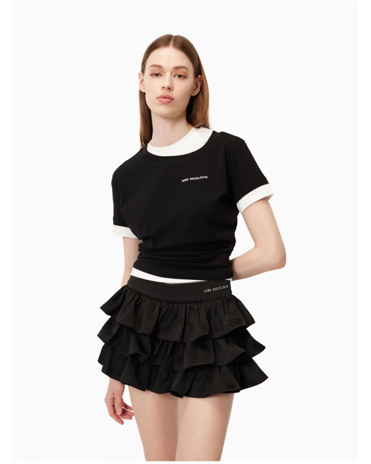 ANN ANDELMAN Official Ballet Style Cake Skirt High Waist Black Mini Skirt Women S [Li Najiong Same Style] 12