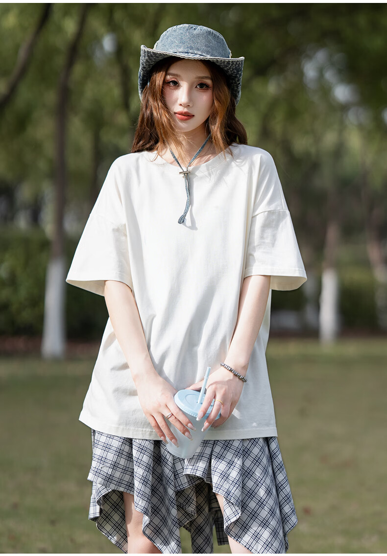 TonLion 2026 Summer Women's Crew Neck Short Sleeve T-Shirt White L 5
