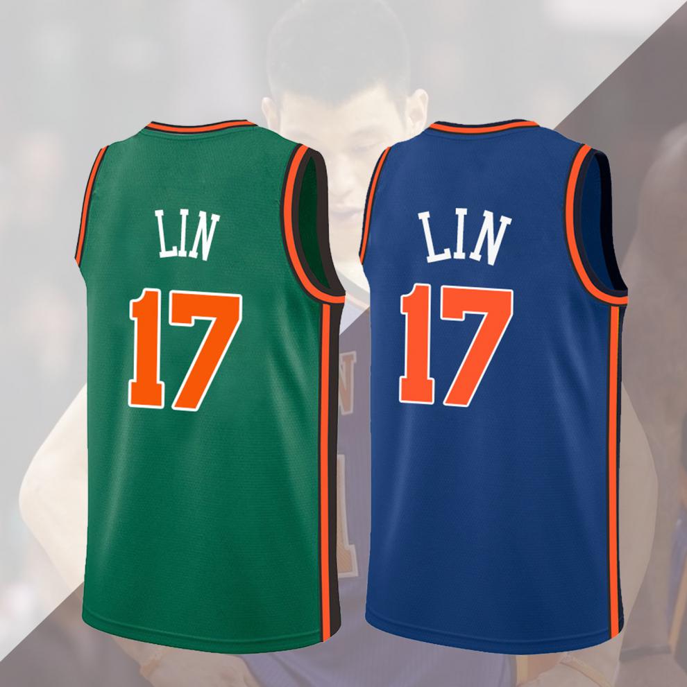 滕讯体育nba全 尼克斯队17号林书豪球衣林疯狂篮球服蓝白色莆田鞋