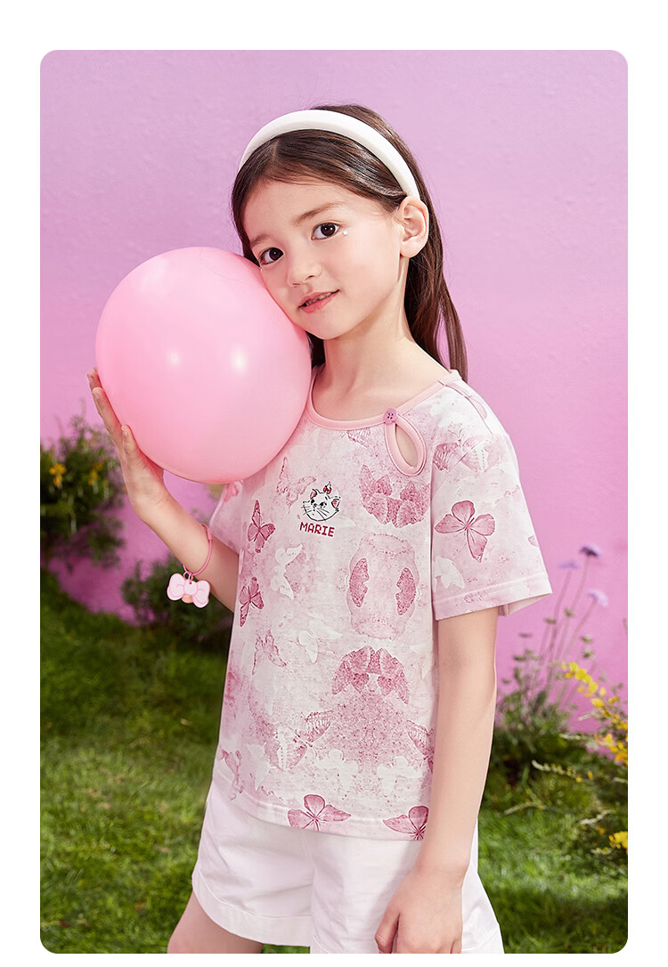 Disney Kids Boys and Girls Cotton Short Sleeve T-Shirt Children's Fashion Casual Versatile Crew Neck White Size 150 32