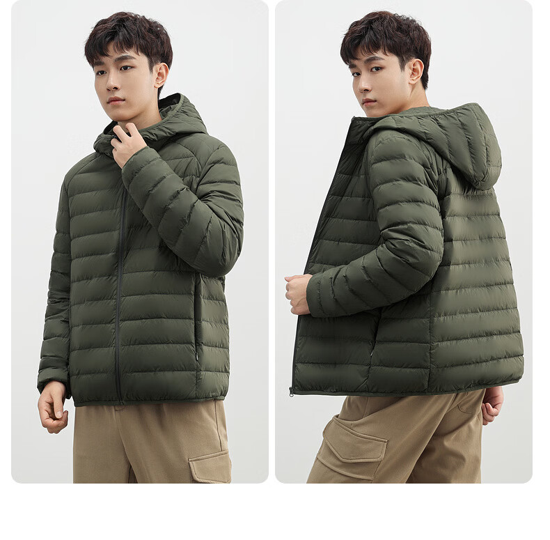 YAYA Men's Women's Unisex Lightweight Short Hooded Solid Color Down Jacket Autumn Winter Warm Outdoor 21