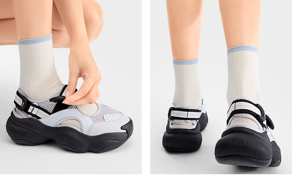 FILA Bagel Sandals Women's Sports Sandals 2026 Summer New Breathable Thick-Soled Beach Sports Shoes 30