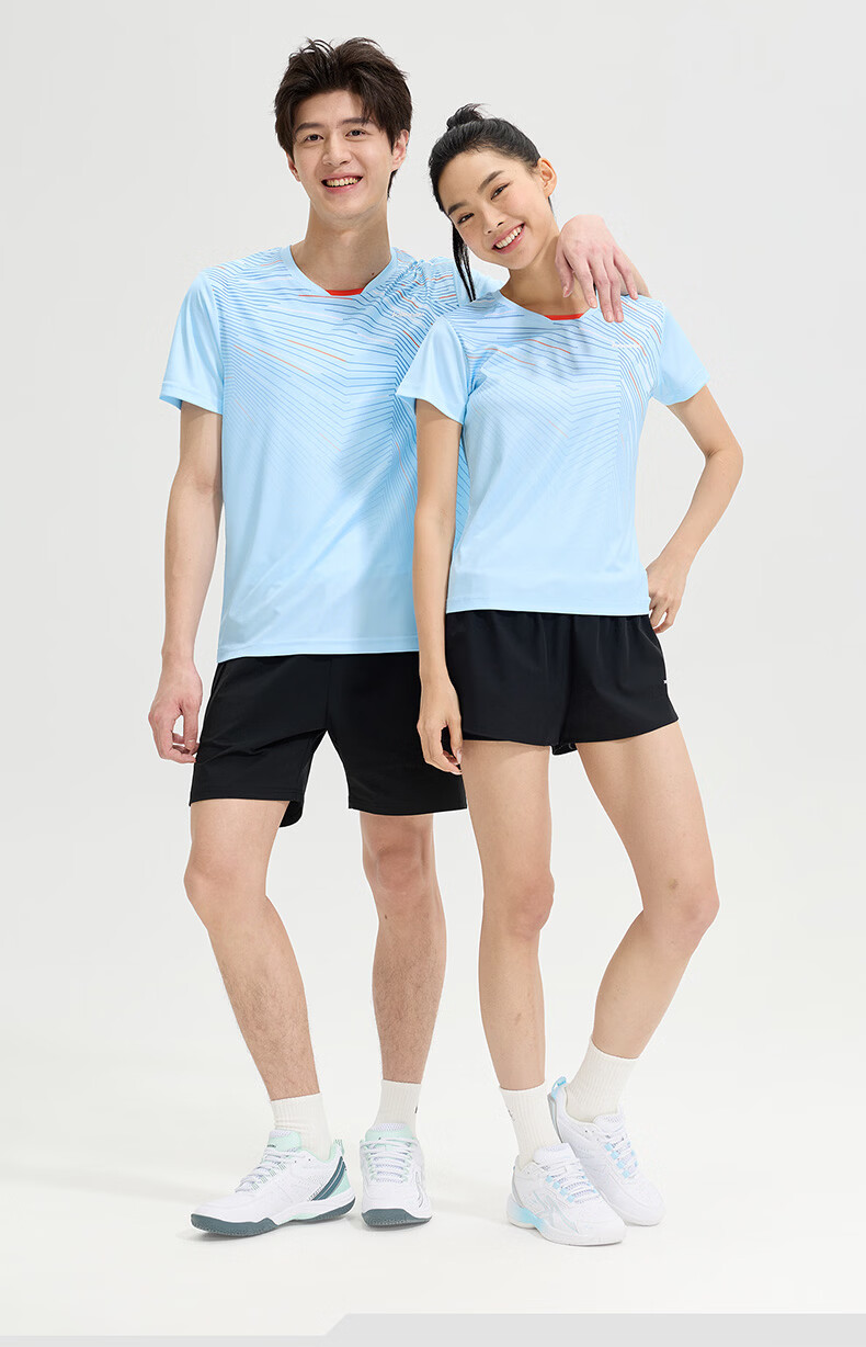 KAWASAKI New Badminton Shirt Unisex Professional Quick-Dry Competition Jersey Sky Blue S 19