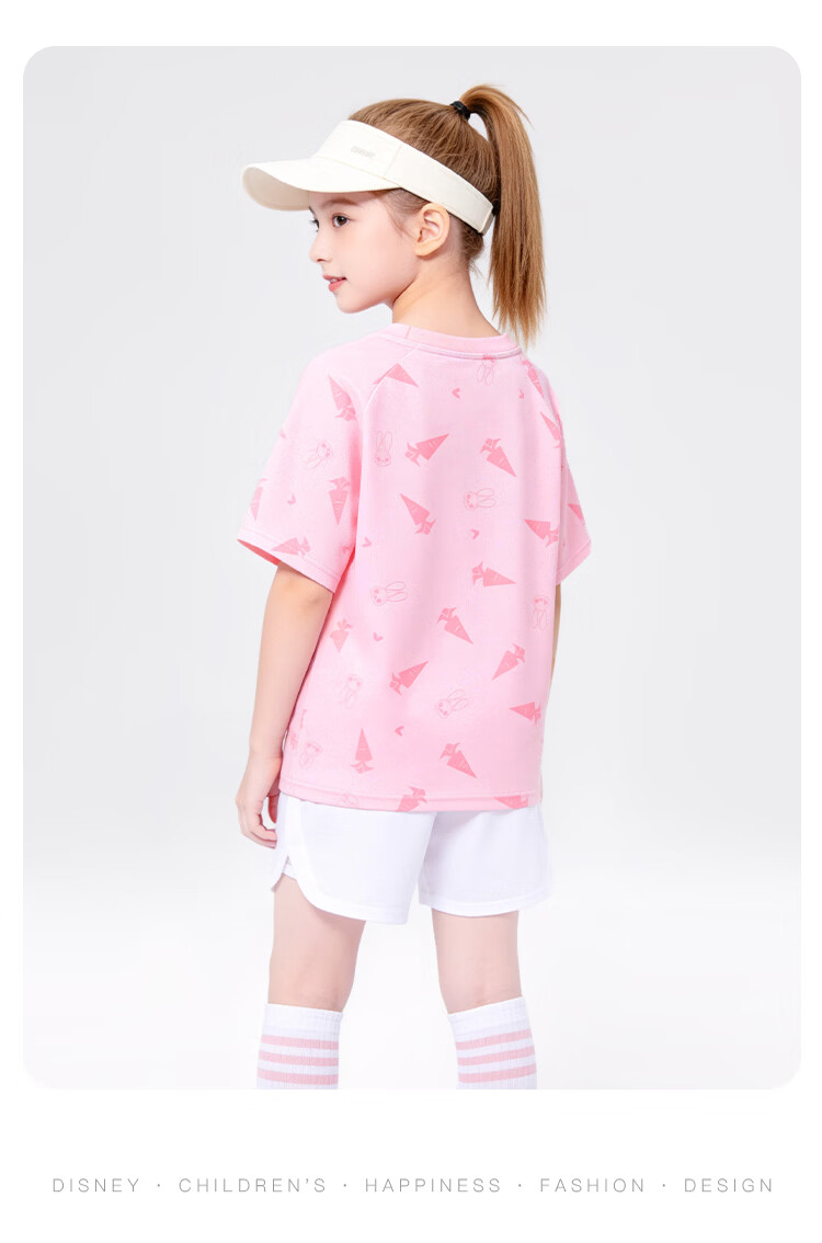 Disney Girls Short Sleeve 2026 Summer New Children's Sports T-Shirt Girls Ice Silk Mesh Quick-Dry Top Blue 130 7