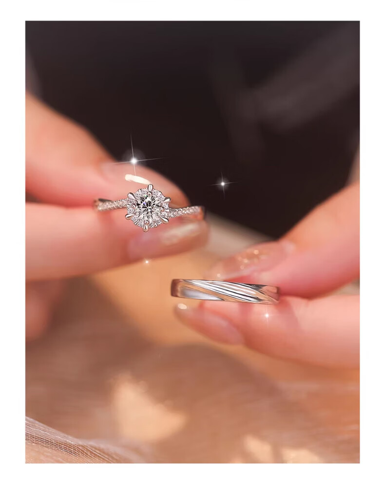 Kefuni [Includes GRA Certificate] 1 Carat Moissanite Couple Rings Engagement Birthday Qixi Festival Gift for Girlfriend 19