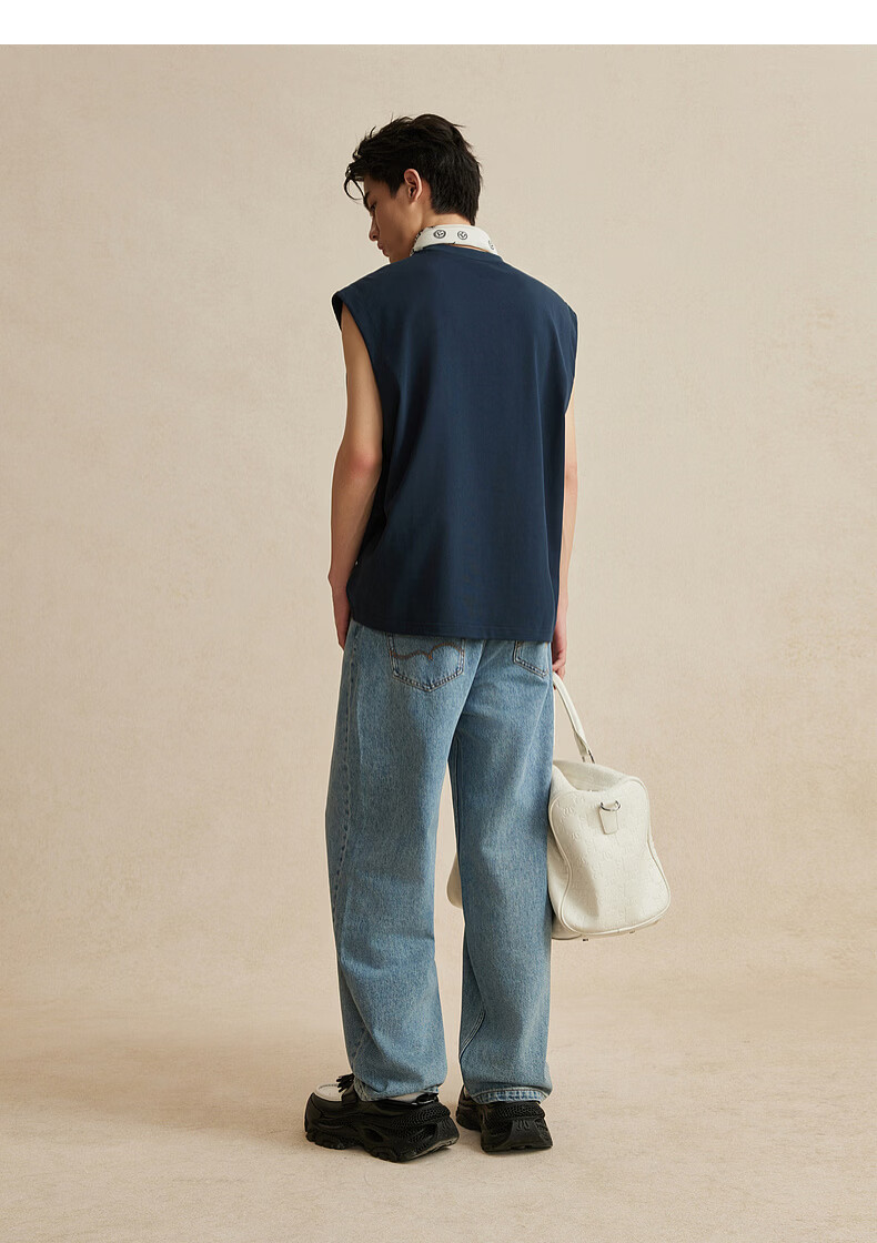 CABBEEN 280G Heavyweight Plain Cotton Men's Vest Soft Breathable Commuter Loose Drop Shoulder Versatile 2026 Season 20