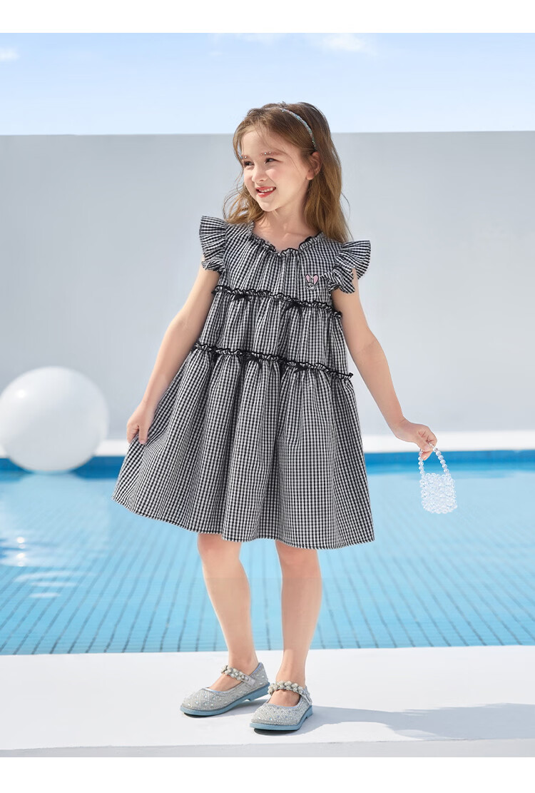 Disney Girls' Striped Summer Dress with Cap Sleeves, Blue and White Thin Stripes, Size 150 16