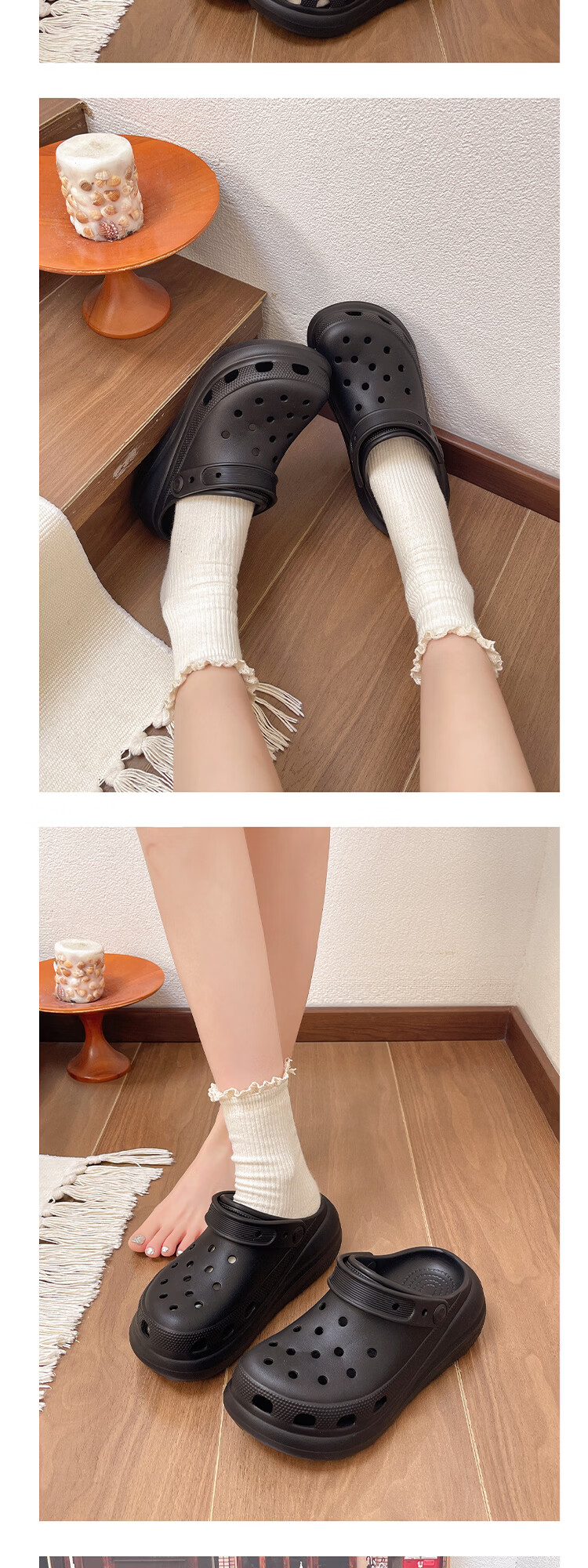 AILAIJIA 6cm Height Increasing Thick Sole Clog Sandals for Women White Size 39 6