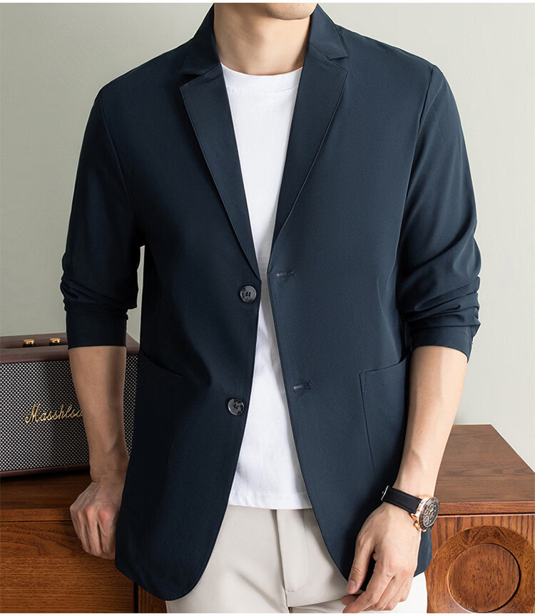ROMON Premium Summer Lightweight Sun Protection Blazer Men Ice Silk Spring Summer Casual Slim Fit Single Jacket Ultra Thin 21