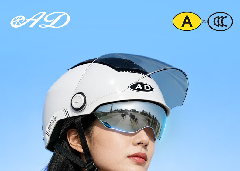 AD New National Standard Class A 3C Certified Electric Vehicle Helmet Unisex Summer Sun Protection Dual Lens Zero-Feeling Sunroof Electric Bike Safety Helmet Men's Four-Season Universal Motorcycle Hal 1