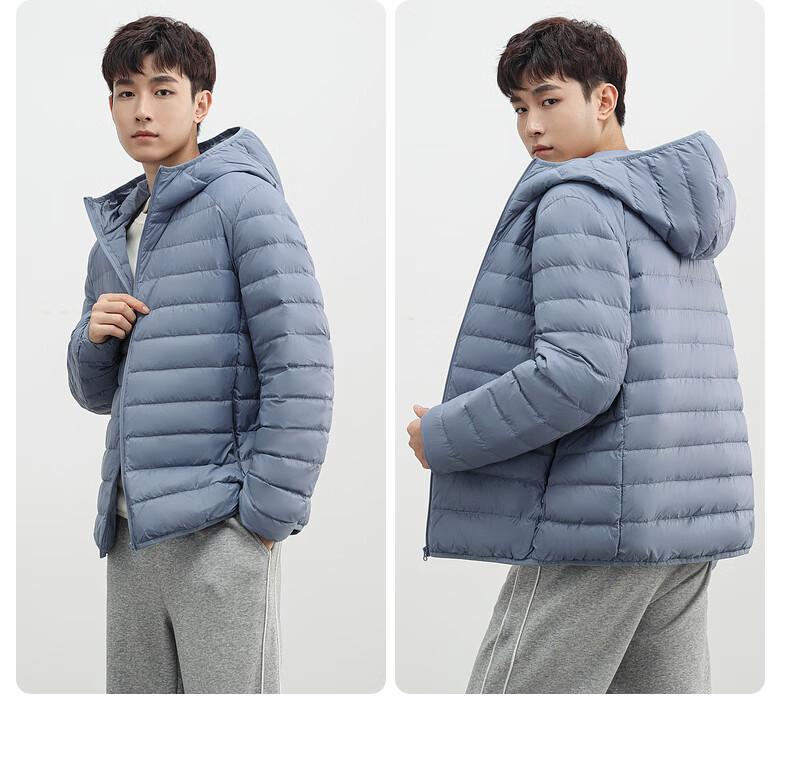 YAYA Men's Women's Unisex Lightweight Short Hooded Solid Color Down Jacket Autumn Winter Warm Outdoor 17
