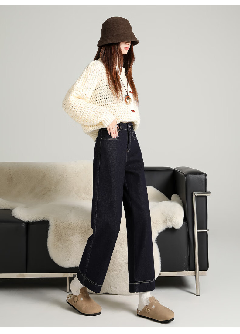 Borui Women's Loose Stretch High-Waist Cropped Straight-Leg Jeans 2026 New Spring Autumn Casual Pants for Petite 19