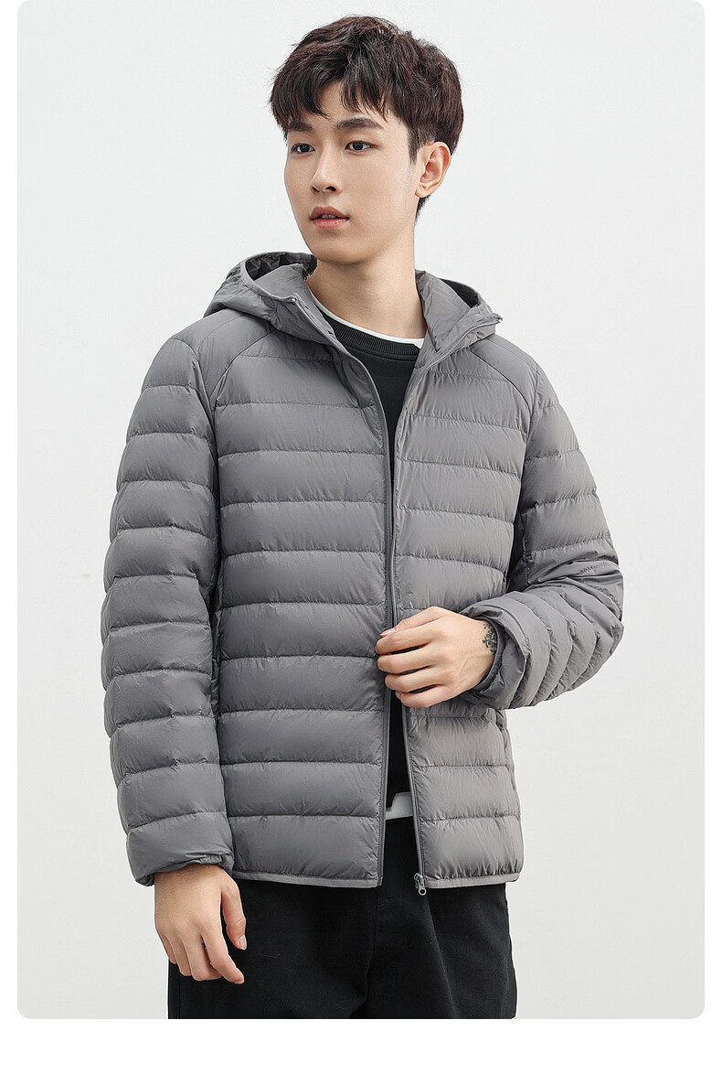 YAYA Men's Women's Unisex Lightweight Short Hooded Solid Color Down Jacket Autumn Winter Warm Outdoor 15
