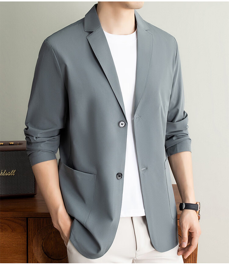 ROMON Premium Summer Lightweight Sun Protection Blazer Men Ice Silk Spring Summer Casual Slim Fit Single Jacket Ultra Thin 10