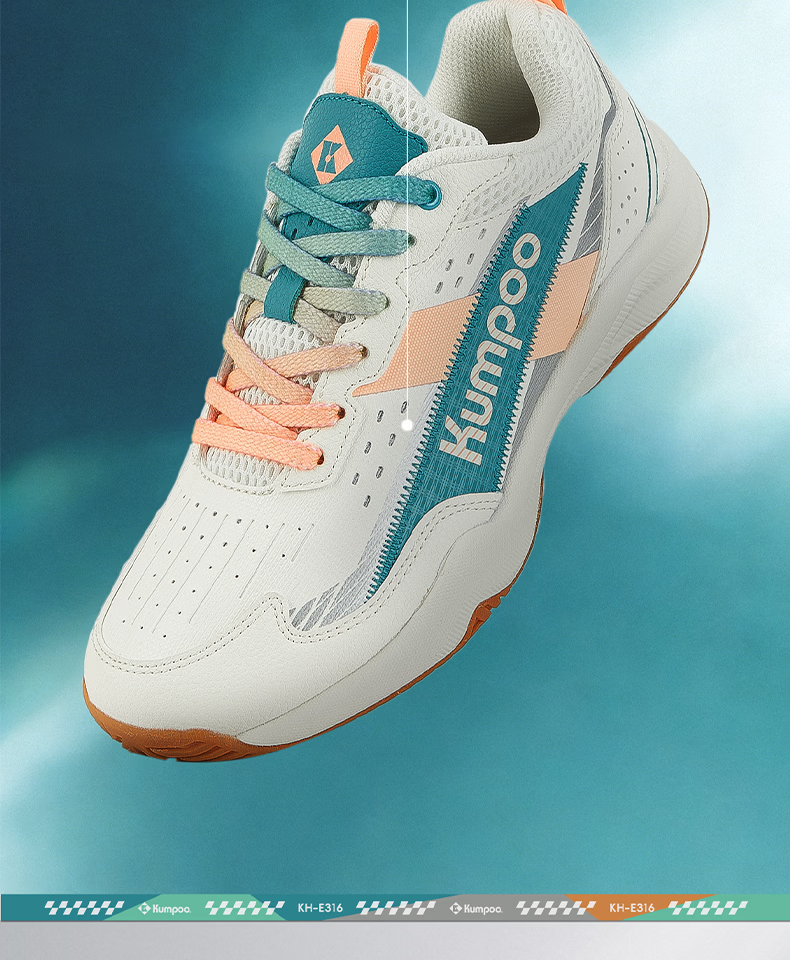 KUMPOO 26th Anniversary New Badminton Shoes Unisex Durable Non-Slip Shock Absorption KH-E316 White/Green/Blue Size 41 5