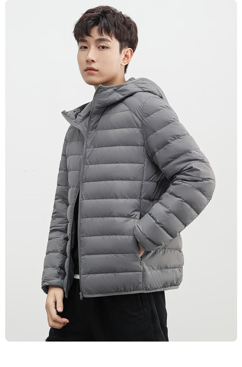 YAYA Men's Women's Unisex Lightweight Short Hooded Solid Color Down Jacket Autumn Winter Warm Outdoor 12