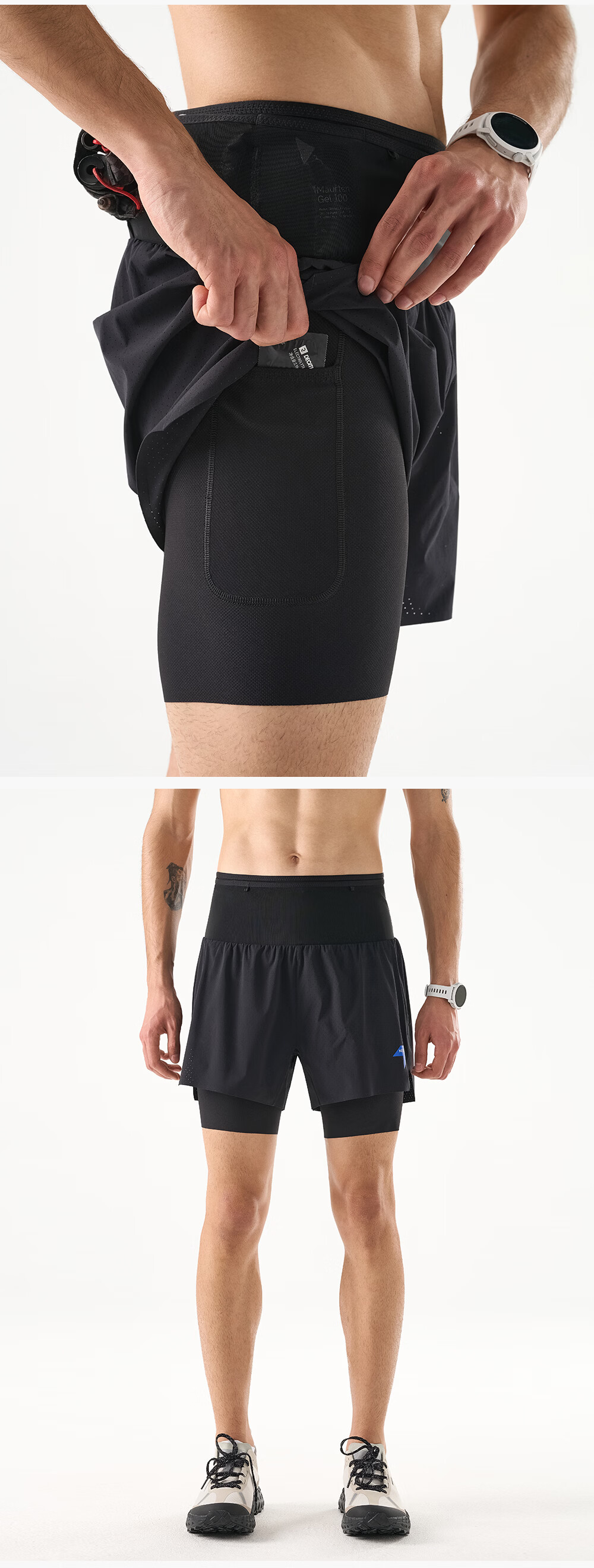 NEDAO 3-in-1 Storage Running Shorts for Men with Waist Bag, Inner Lining, and Pole Holder, Trail Running Sports Pants 12