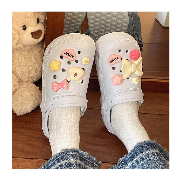 AILAIJIA Starlight Bear Height Increasing Clog Sandals for Women Beach Shoes White Size 40-41 1