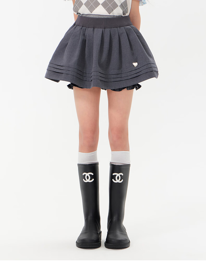 BARRY BANNY Girls' Academy Style Skort 2026 Summer Children's Versatile Casual Anti-Exposure Skirt Carbon Gray 140 15