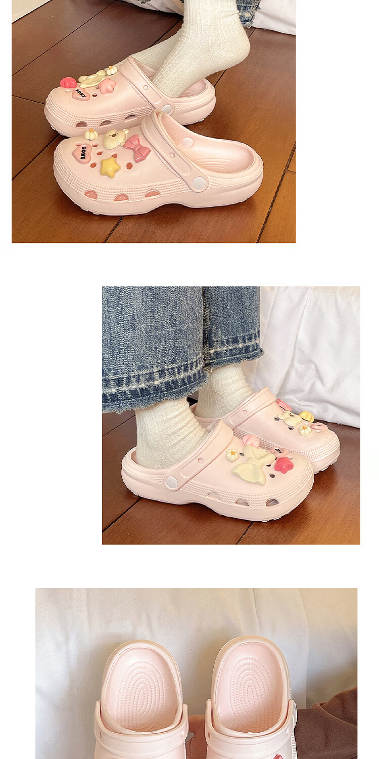 AILAIJIA Starlight Bear Height Increasing Clog Sandals for Women Beach Shoes White Size 40-41 13