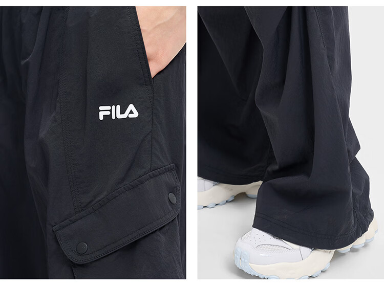 FILA Official Women's Woven Long Pants 2026 Summer New Loose Fit Sun Protection Cooling Cargo Pants 21