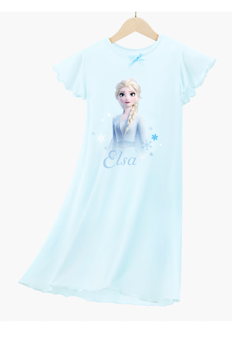 Disney Girls' Elsa Princess Modal Summer Nightgown Ice Silk Children's Pajamas Orange Pink 110 6