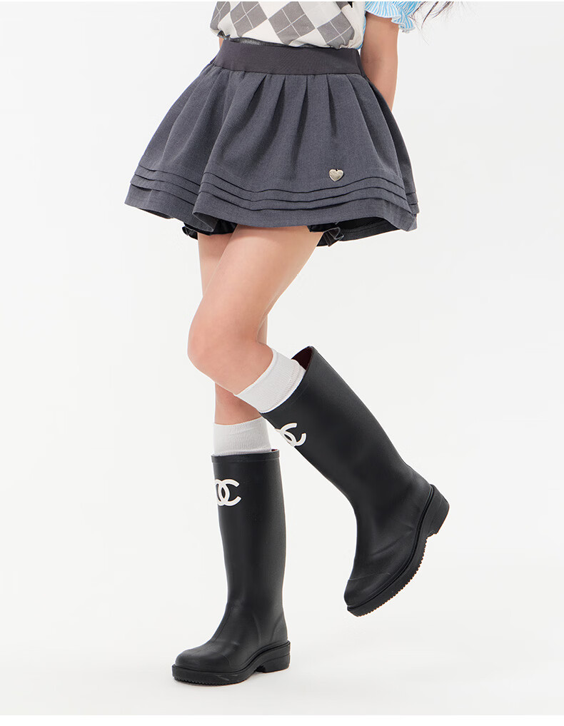 BARRY BANNY Girls' Academy Style Skort 2026 Summer Children's Versatile Casual Anti-Exposure Skirt Carbon Gray 140 19