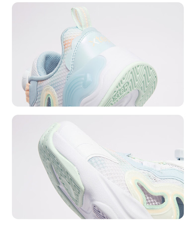 XTEP Kids Toddler Summer Girls Button Hollow Breathable Sports Shoes Light Purple/New White Size 30 22