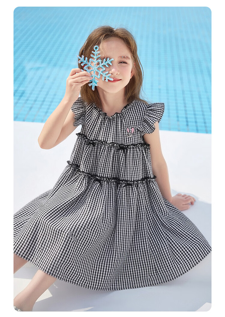 Disney Girls' Striped Summer Dress with Cap Sleeves, Blue and White Thin Stripes, Size 150 17