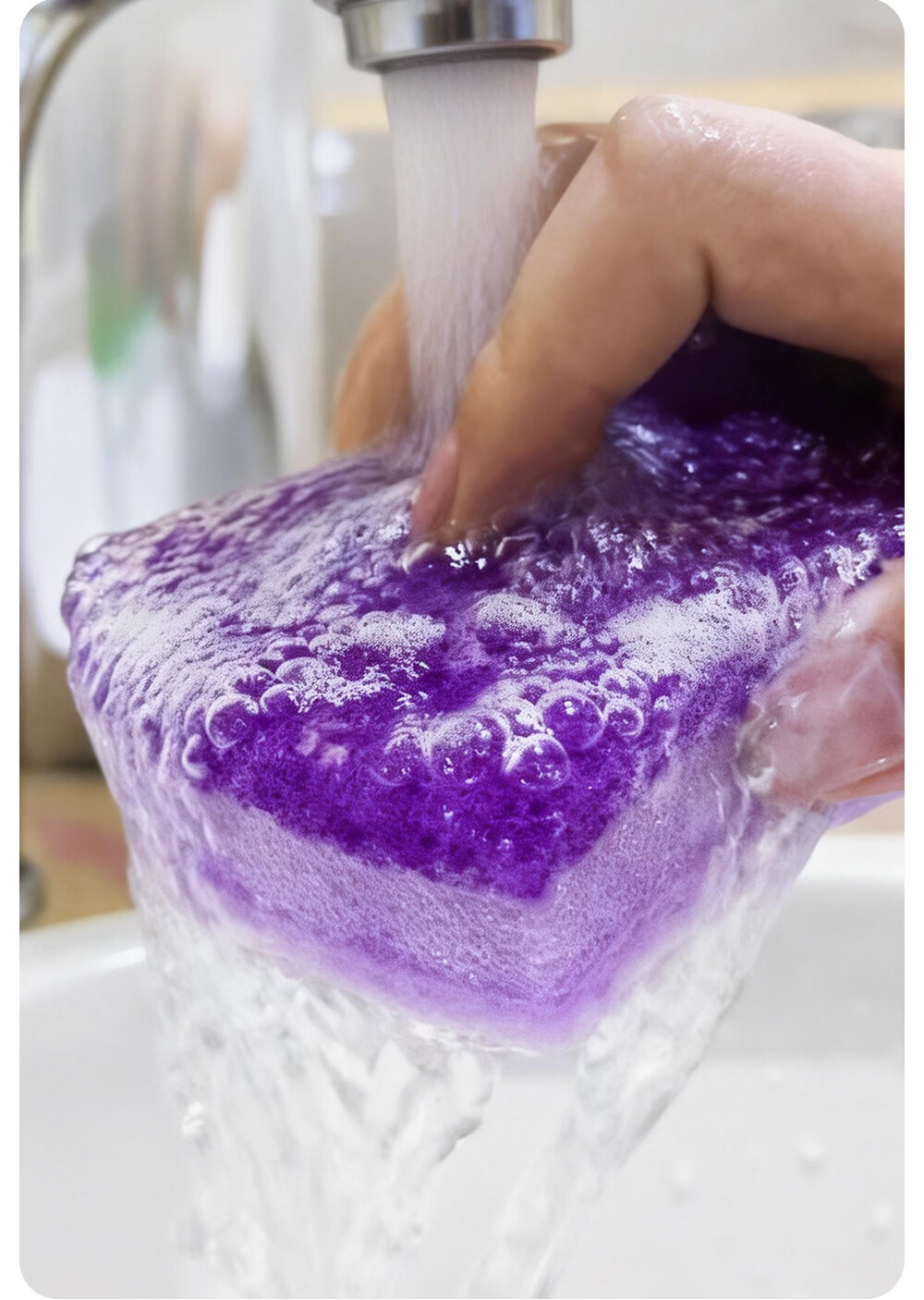 INWEJIA Dishwashing Sponge Scrubber Magic Eraser Wood Pulp Cotton Pot Cleaning Sponge Kitchen Taro Purple 10 Pieces 11