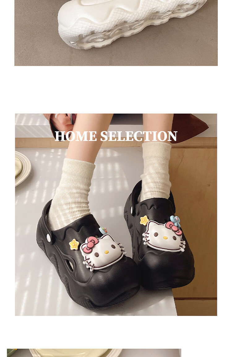 AILAIJIA Hello Kitty Thick Sole Height Increasing Cute Girls Holey Shoes White 40-41 14