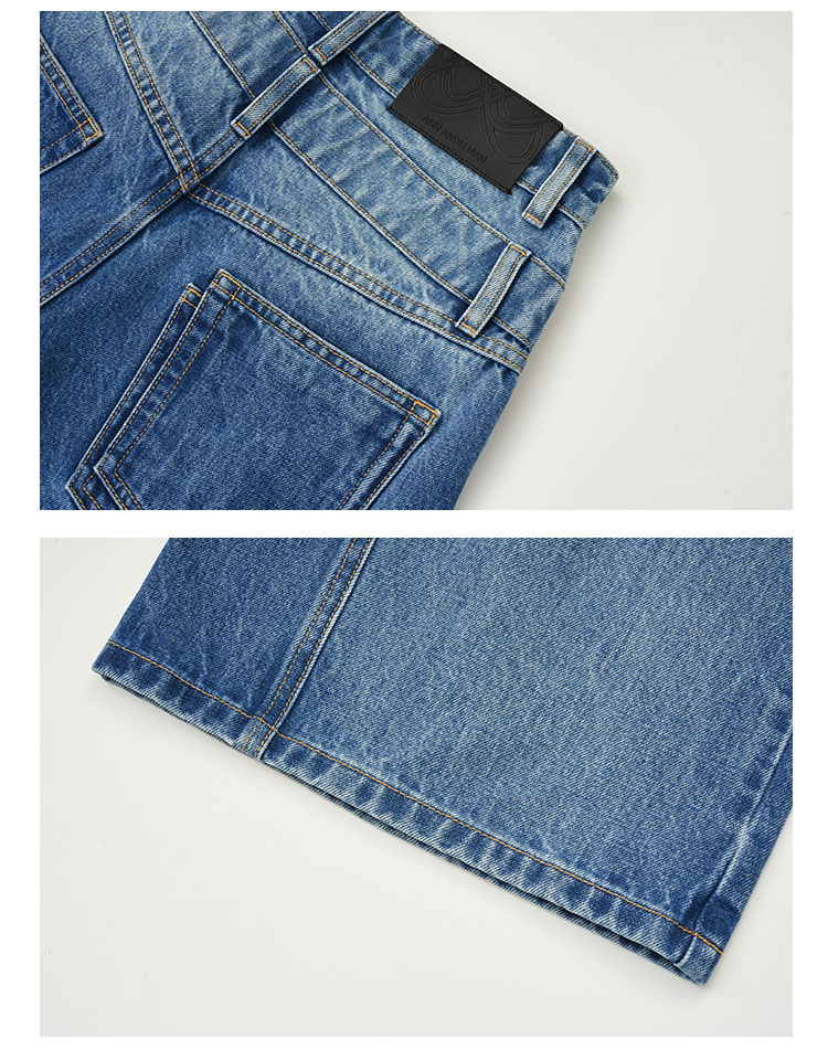 ANN ANDELMAN 2026 Early Spring New Deconstructed Two-in-One Folded Denim Pants with Double Waistband Design Blue 27 14