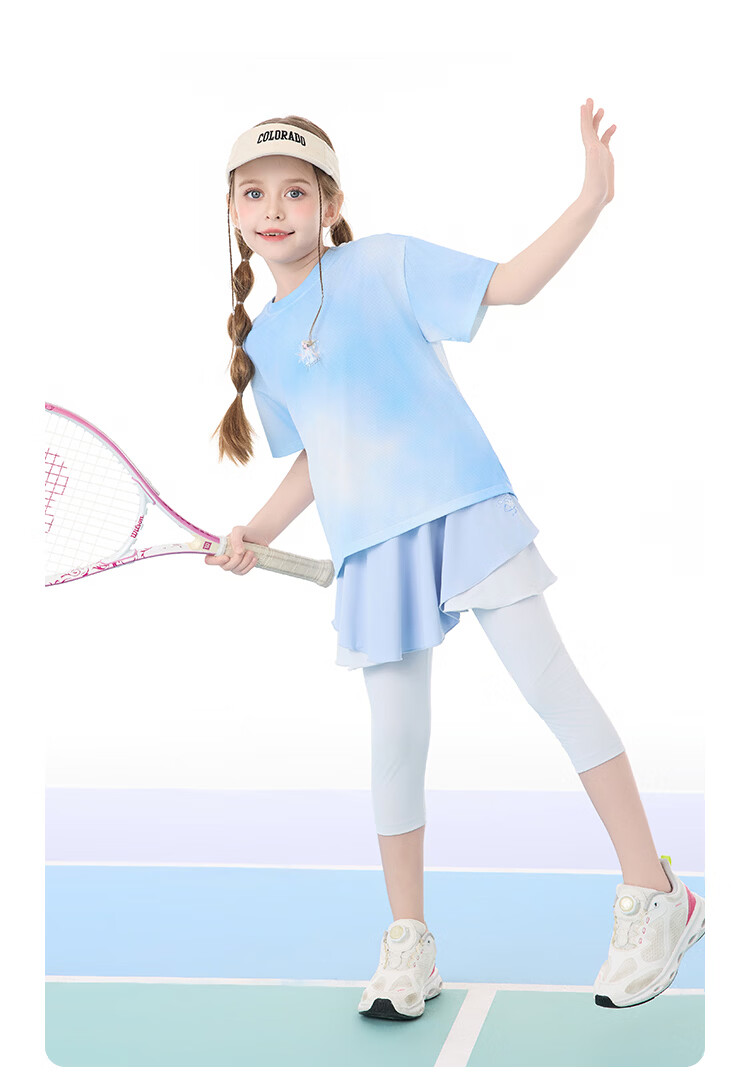 Disney Kids Summer Girls Gradient Short Sleeve T-Shirt Casual Sports Short Sleeve Purple Dream 110 4
