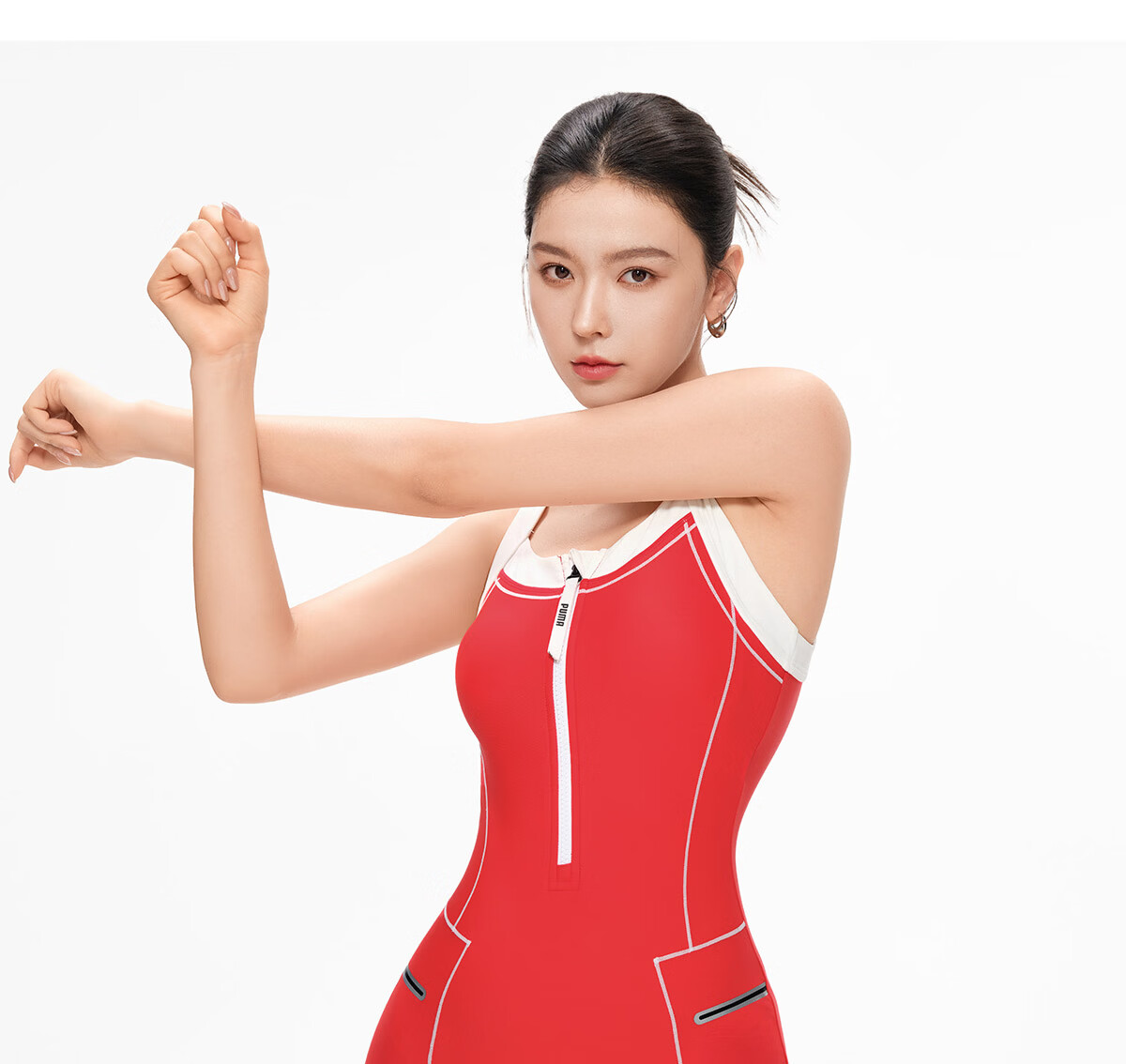 PUMA Women's One-Piece Square-Leg Swimsuit UV Protection Antibacterial Slimming Swimwear Spa Bathing Suit 25