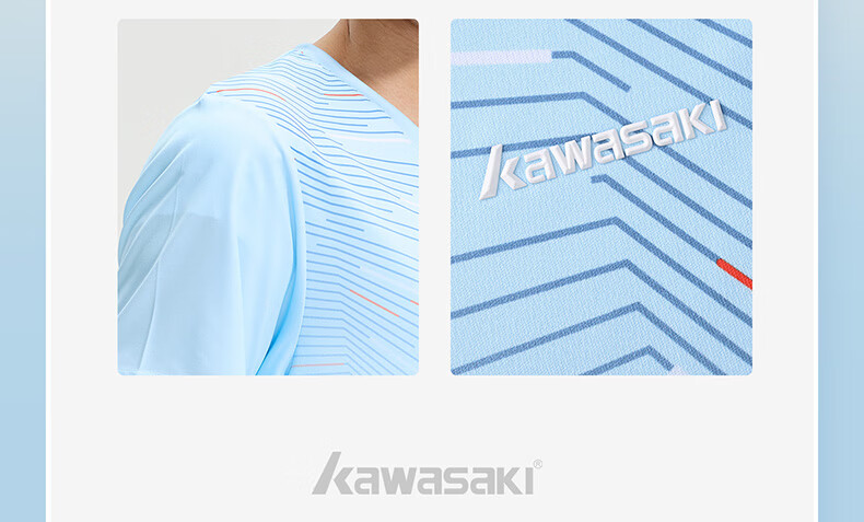 KAWASAKI New Badminton Shirt Unisex Professional Quick-Dry Competition Jersey Sky Blue S 12