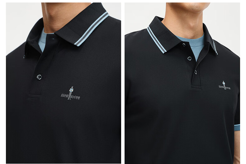 Biyinlefen Father's Day 2026 Summer New Men's Casual Color-Block Cool Stretch Polo Shirt with Contrast Collar Short Sleeve 9