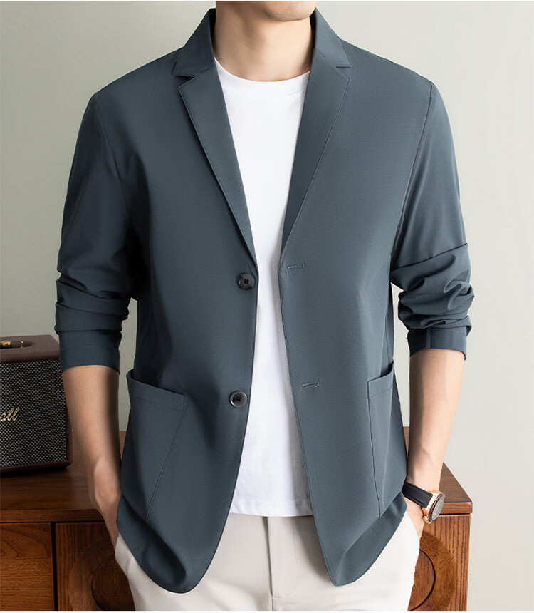 ROMON Premium Summer Lightweight Sun Protection Blazer Men Ice Silk Spring Summer Casual Slim Fit Single Jacket Ultra Thin 16