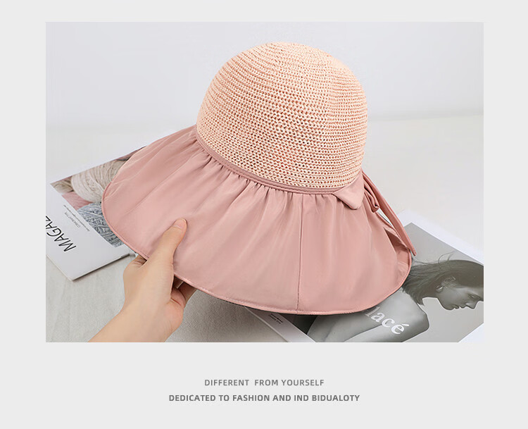 YUYULA Black Vinyl Sunscreen Hat Women Summer Outdoor UV Protection Sun Hat Fashionable Breathable Bucket Hat Beach Hat 21