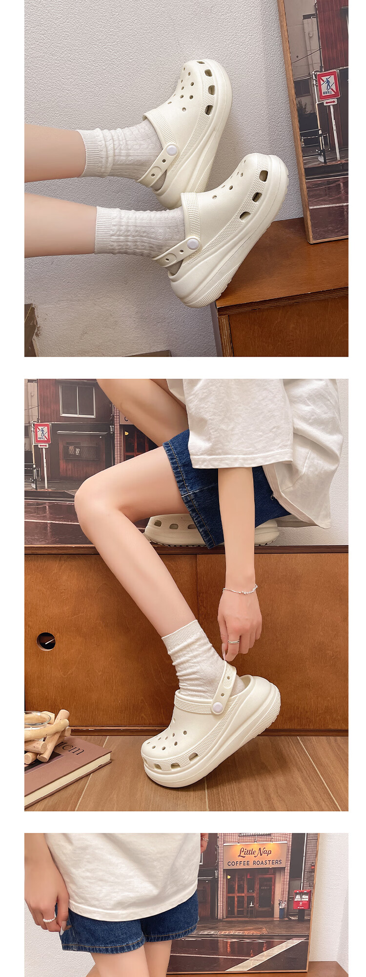 AILAIJIA 6cm Height Increasing Thick Sole Clog Sandals for Women White Size 39 8