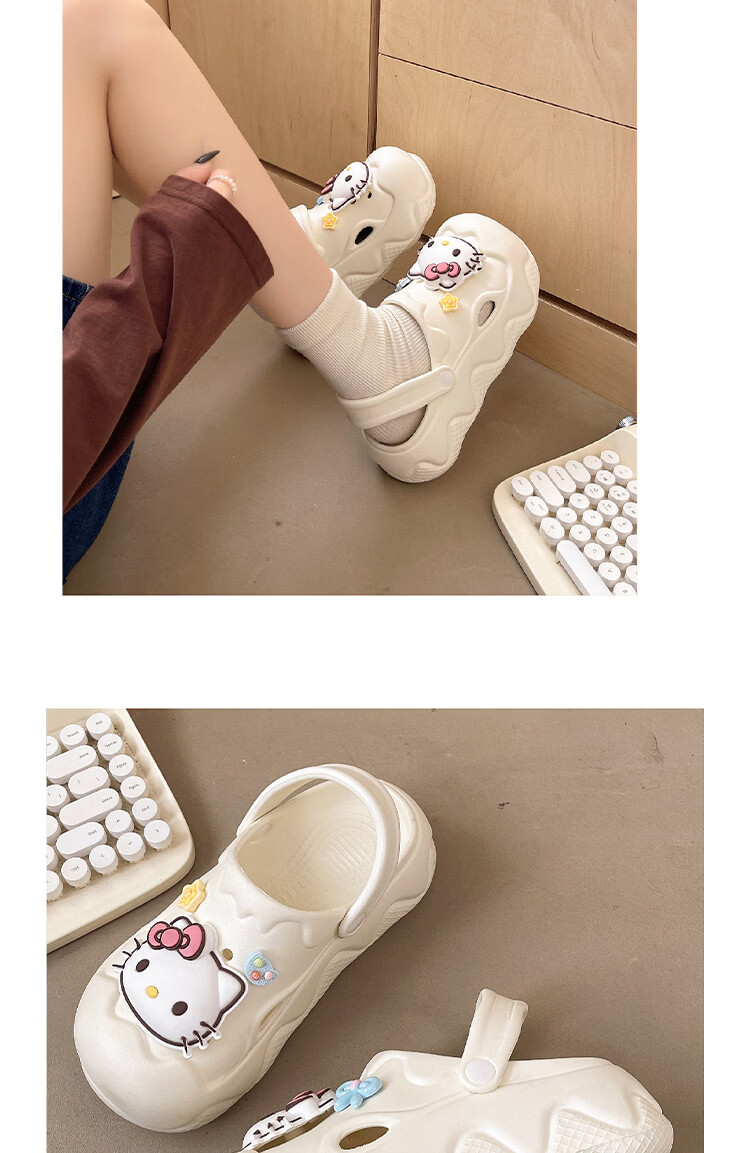AILAIJIA Hello Kitty Thick Sole Height Increasing Cute Girls Holey Shoes White 40-41 13