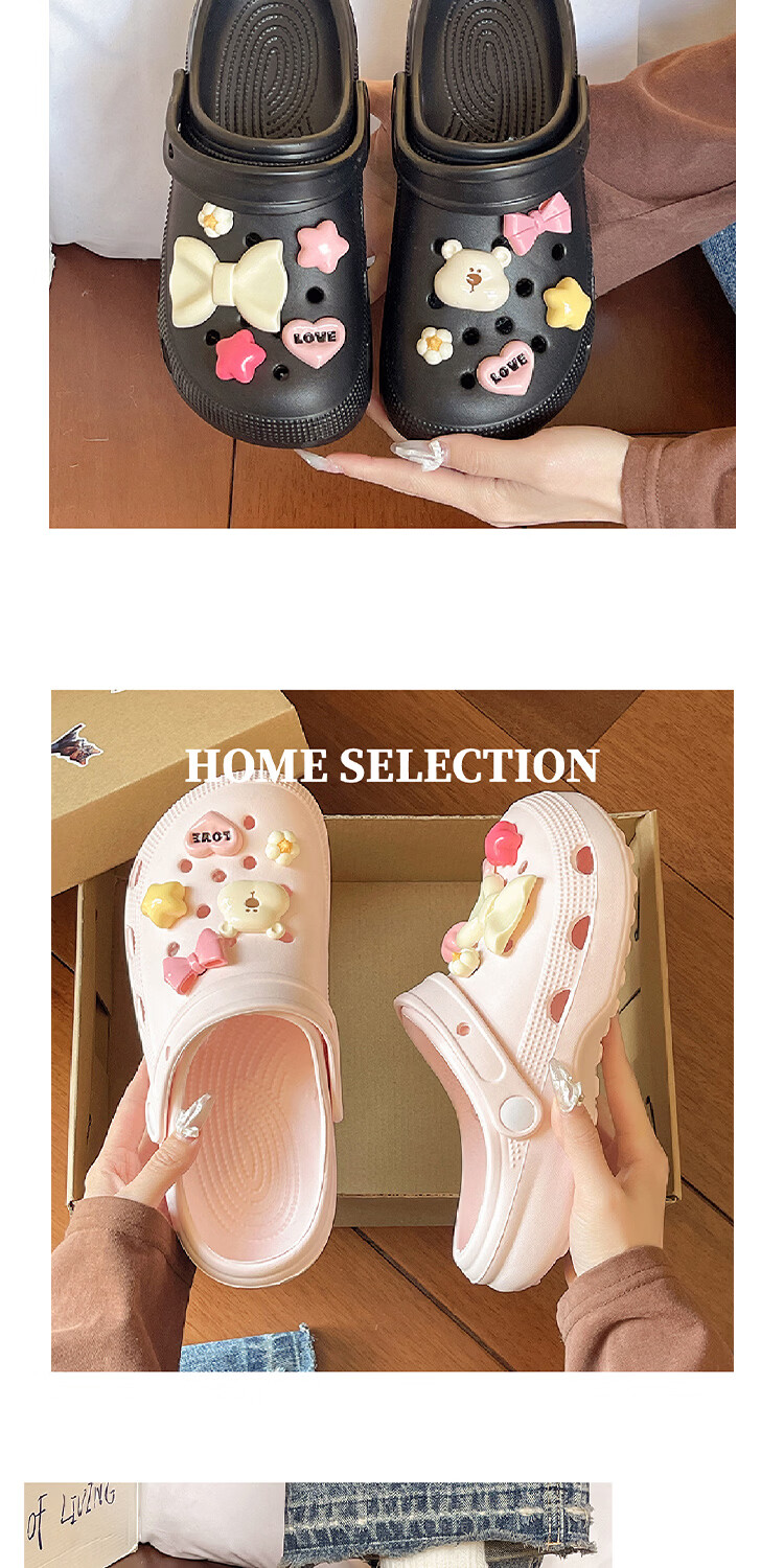 AILAIJIA Starlight Bear Height Increasing Clog Sandals for Women Beach Shoes White Size 40-41 12