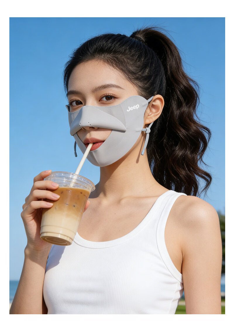 JEEP Women's Summer Outdoor Sun Protection Mask UV Resistant Lightweight Breathable Face Cover with Convenient Drinking Design 12