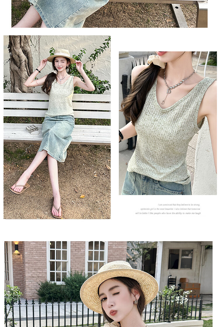 Langsha Loose Fit Slimming Sleeveless Casual Thin Summer Spring Outerwear Tank Top 23