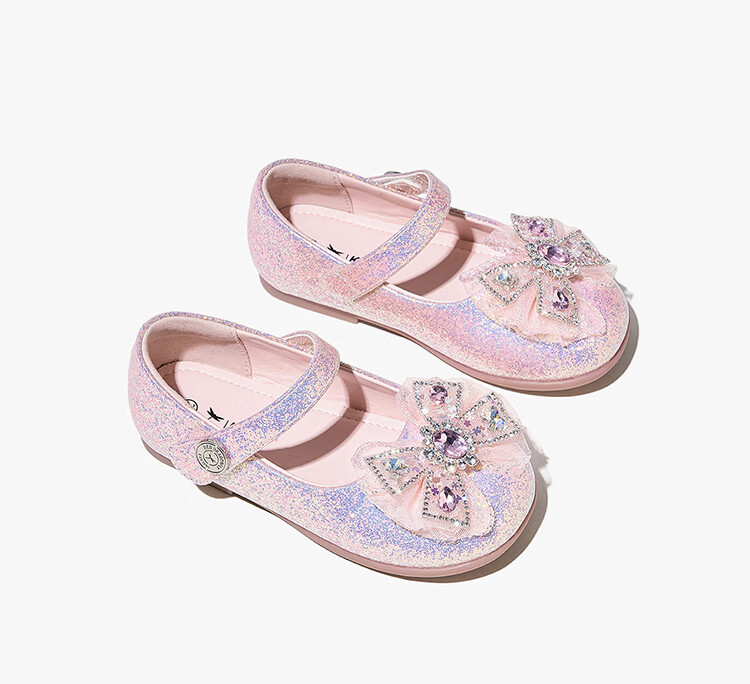 Red Dragonfly Girls' Shoes 2026 Spring Children's Single Shoes Elsa Princess Small Leather Shoes Q61BD025 Pink Size 27 26