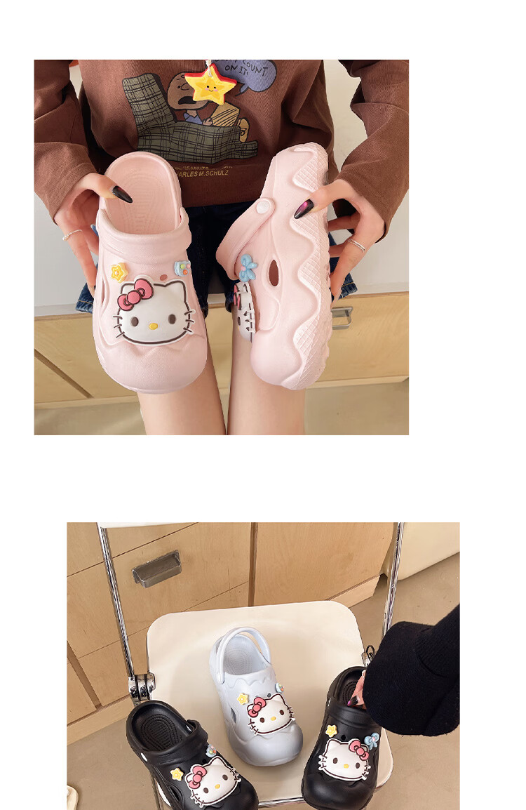 AILAIJIA Hello Kitty Thick Sole Height Increasing Cute Girls Holey Shoes White 40-41 9