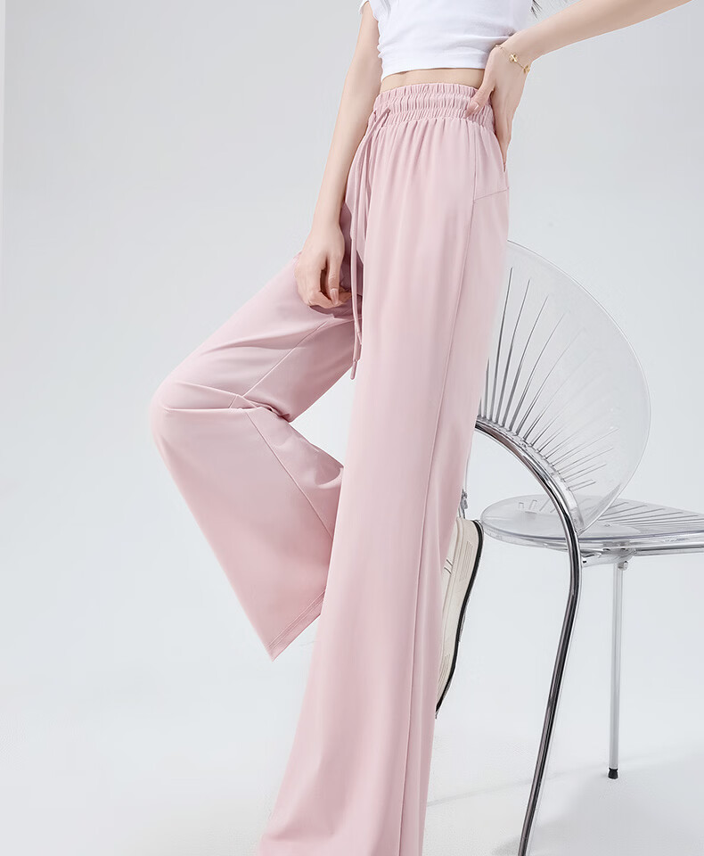 MINISO Women's Ice Silk Flared Pants 2026 New Summer Lightweight Breathable Slim Fit Cooling Sun Protection Trousers for Petite 17