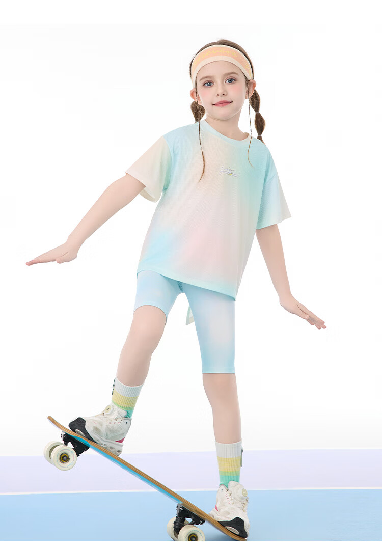 Disney Kids Summer Girls Gradient Short Sleeve T-Shirt Casual Sports Short Sleeve Purple Dream 110 13
